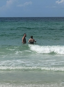 In that gorgeous crystal clear water.