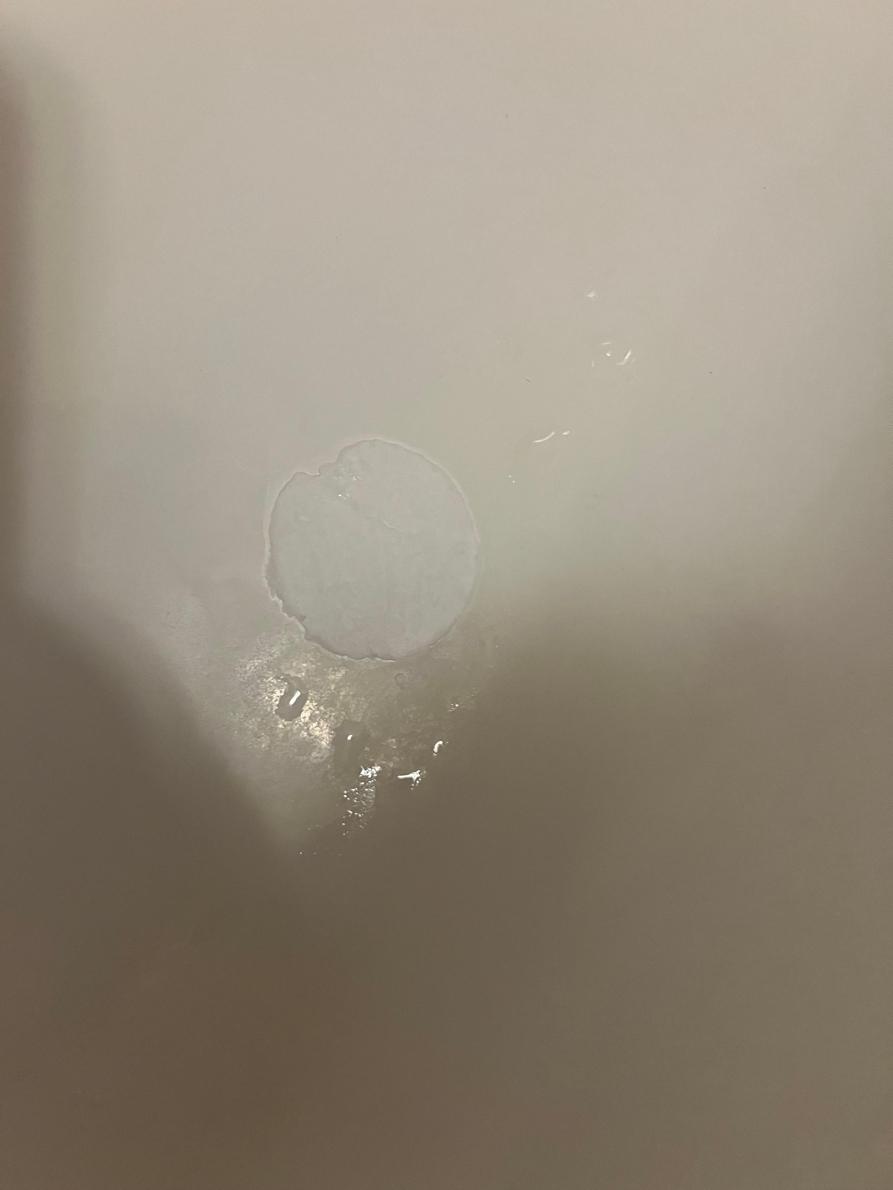 Someone’s used soap stuck to the tub. 