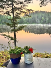 Deck at riverside, perfect for morning coffee.