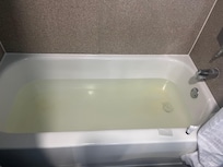 Brown water so I couldn’t even take a bath, even if the stopper would work