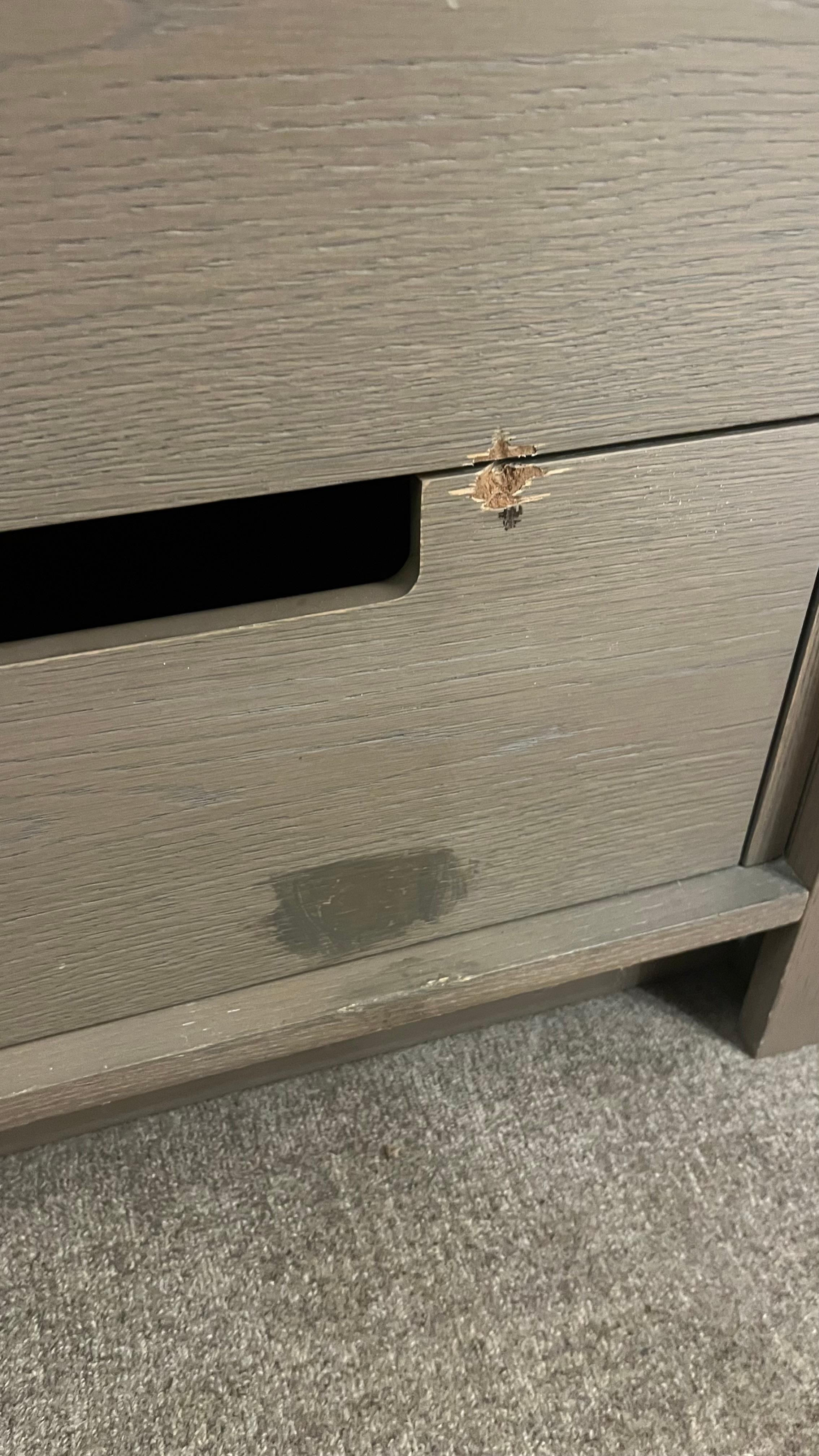 Hole in dresser 