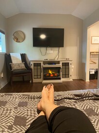 relaxing in the cabin