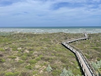 View of the beach from the patio.