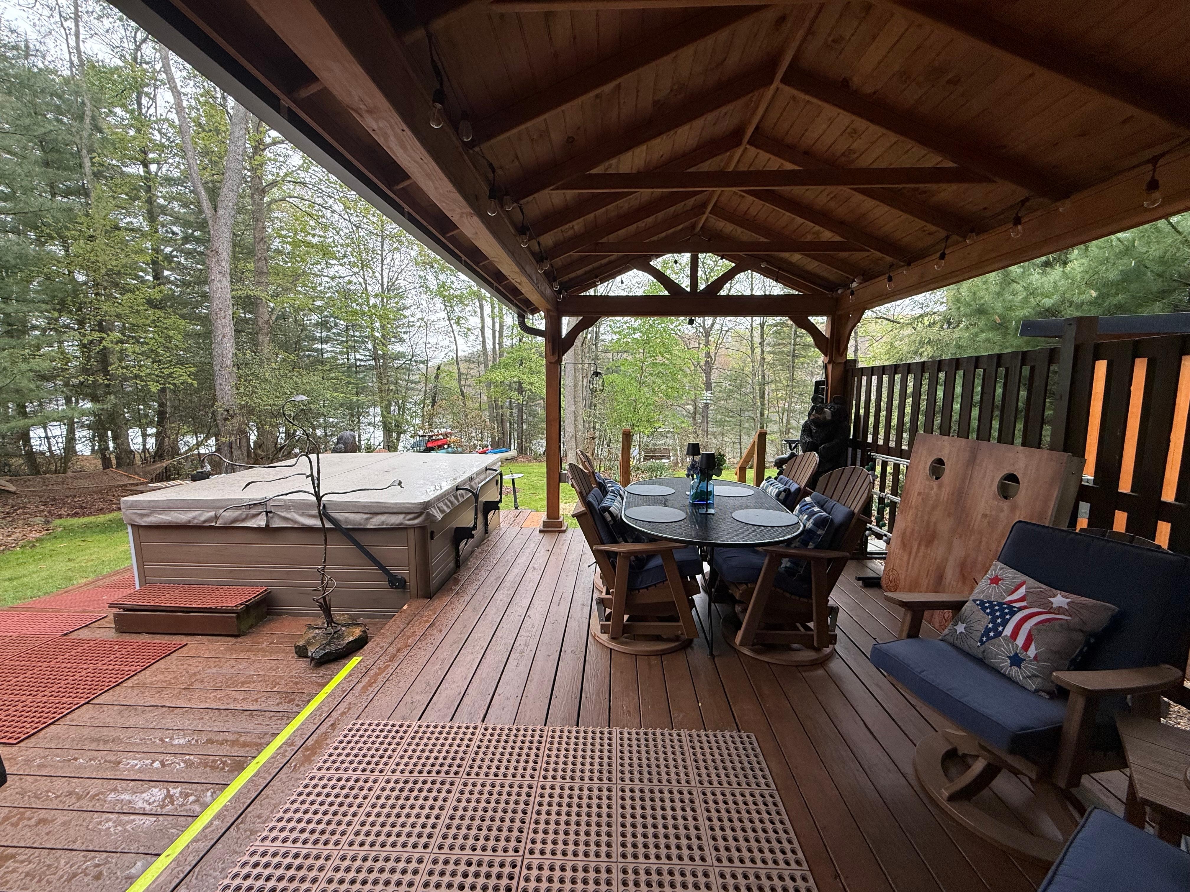 Hot tub and covered deck out the back