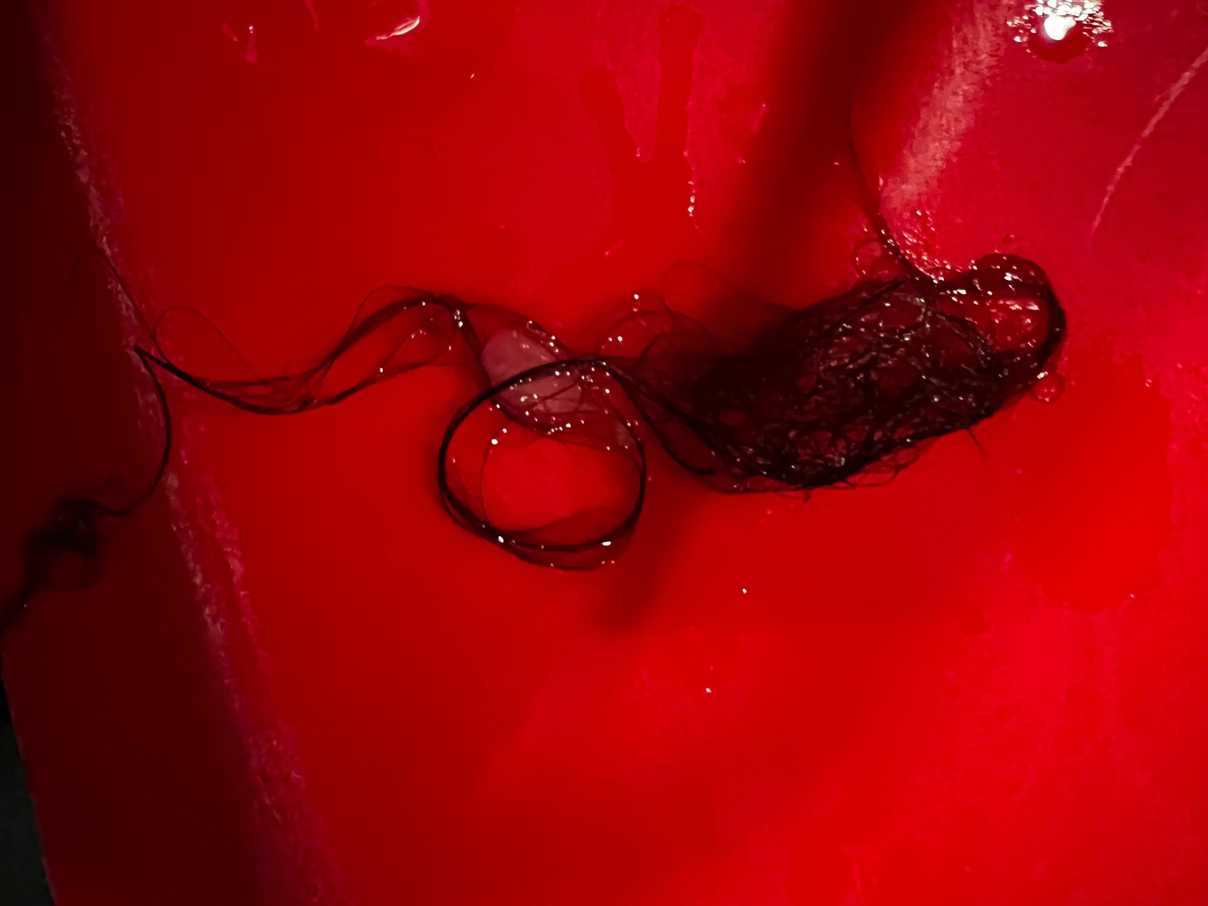Hair floating in pool