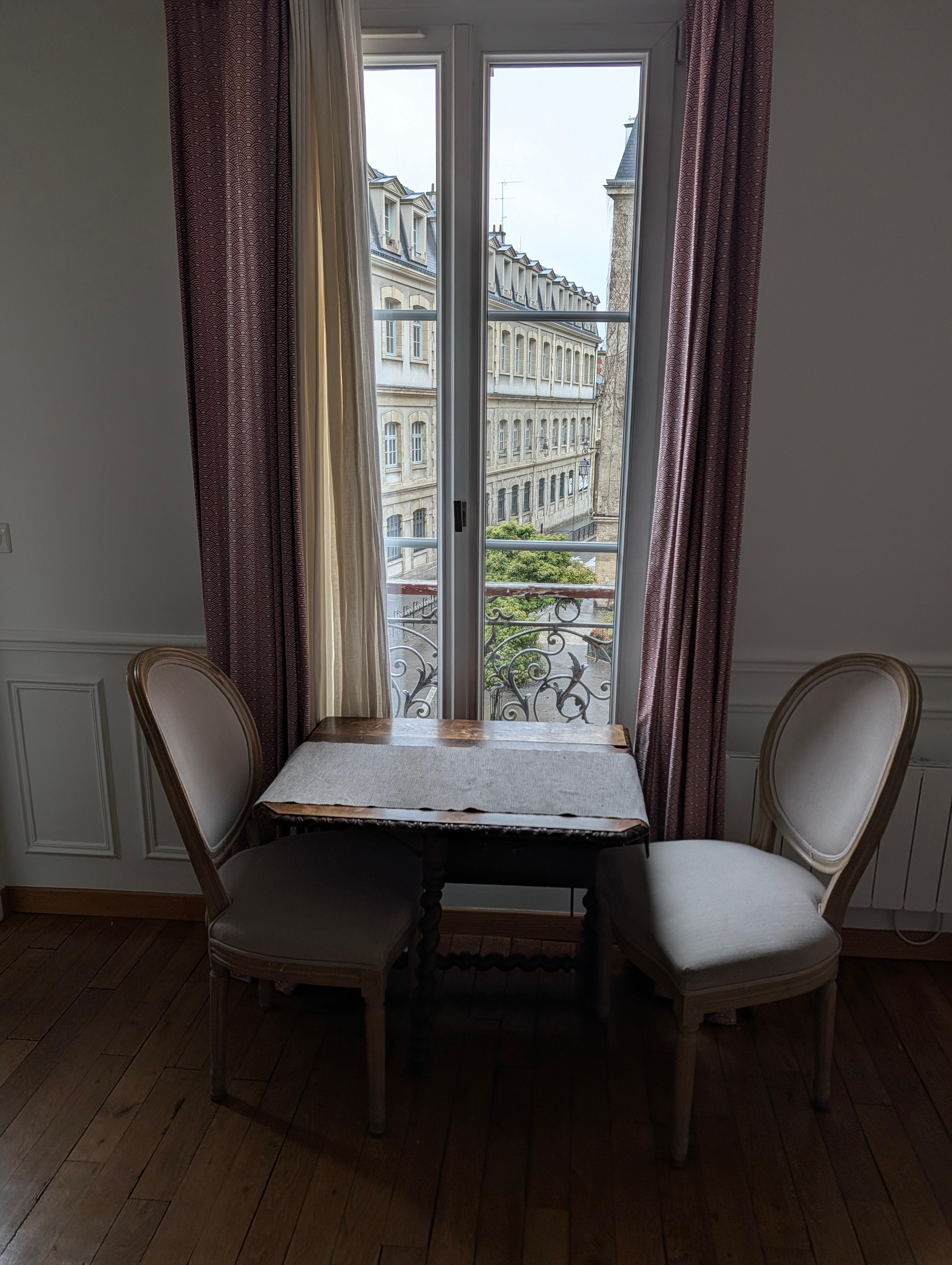 The table (it does expand) and the lovely view to the street