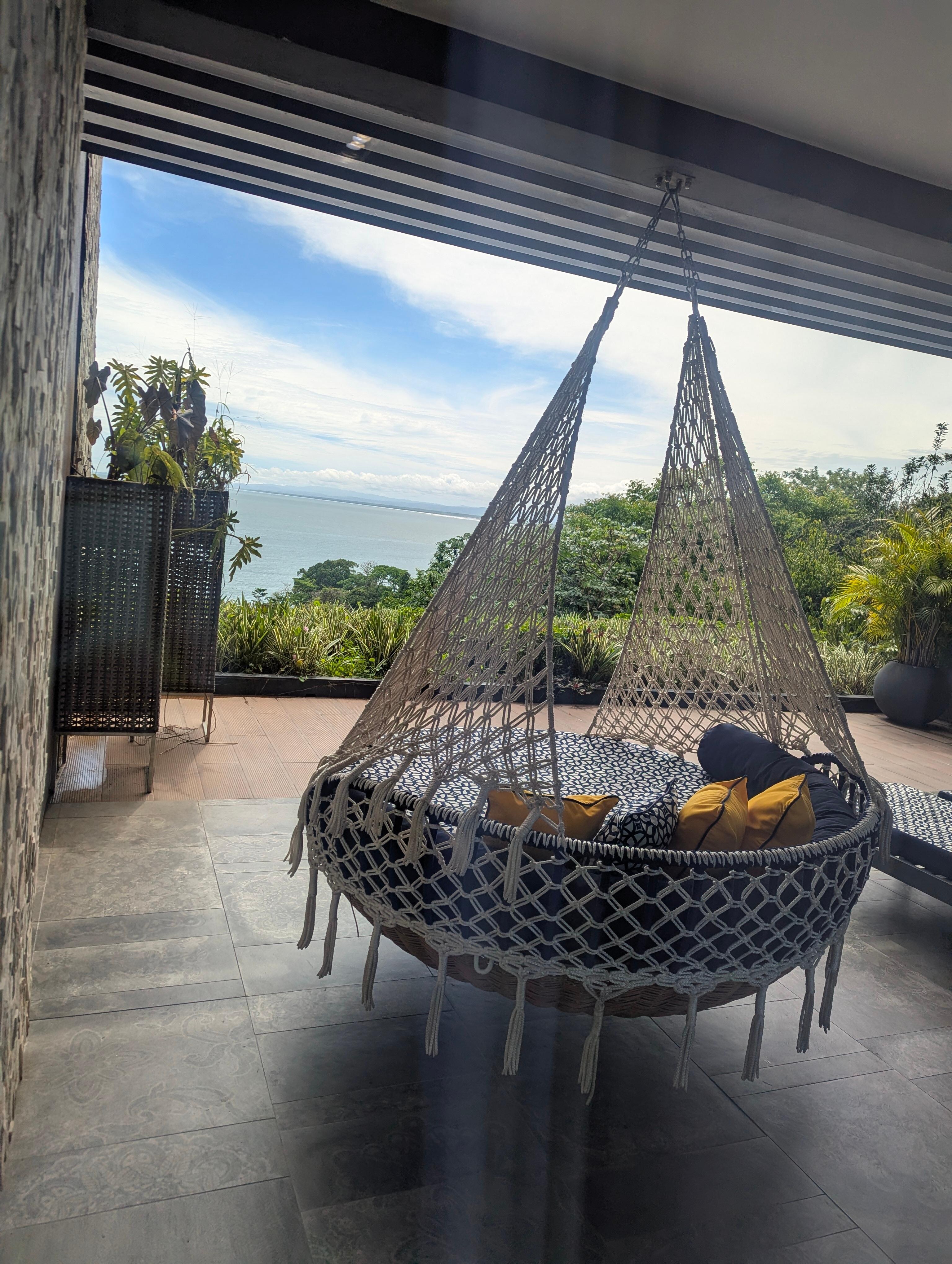 Ocean Suite balcony hanging chair.