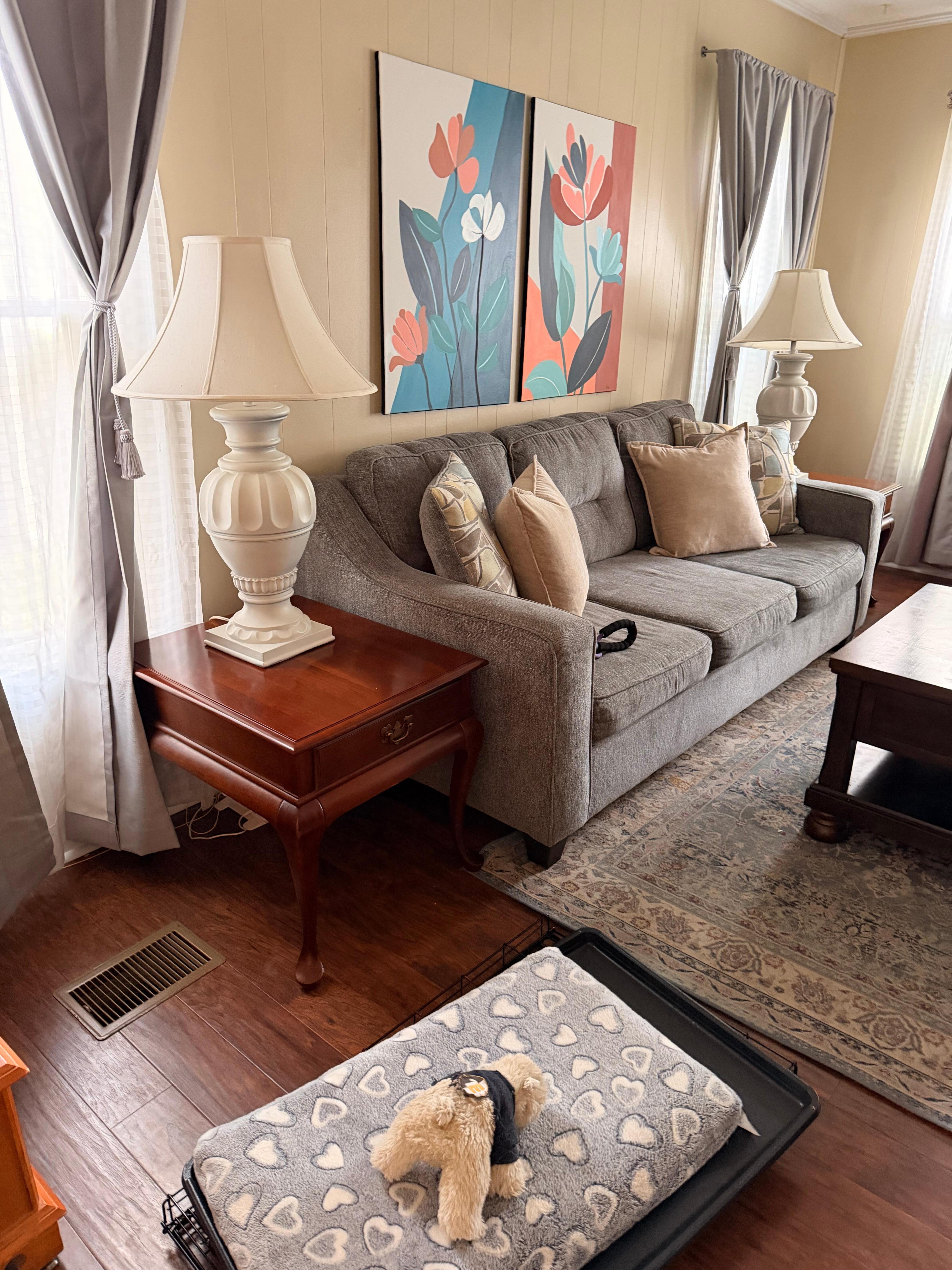 Comfortable living room with television.