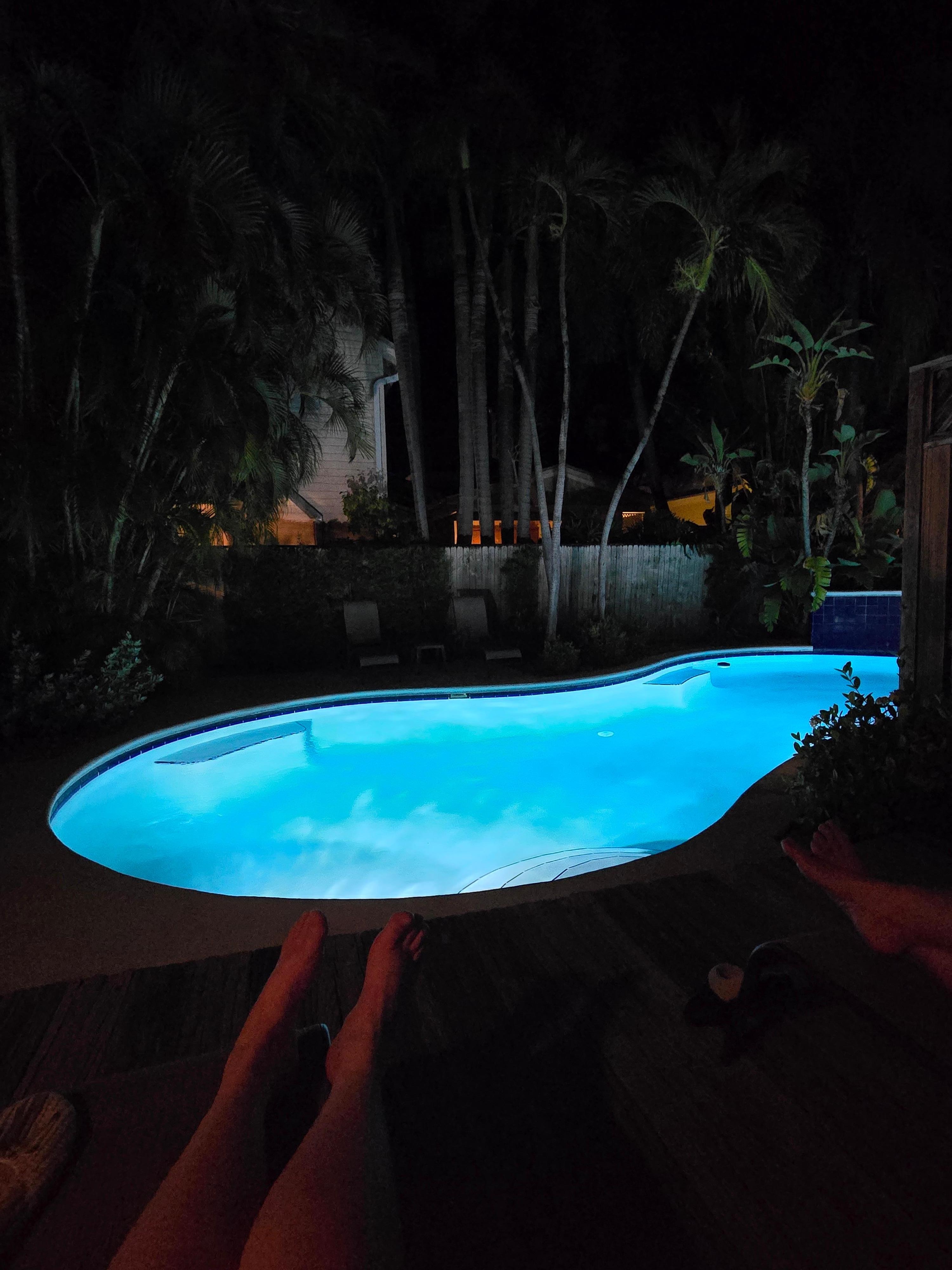 A relaxing evening by the pool.