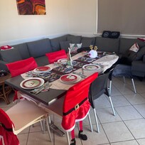 Dining room in Cabin ready for Christmas lunch.