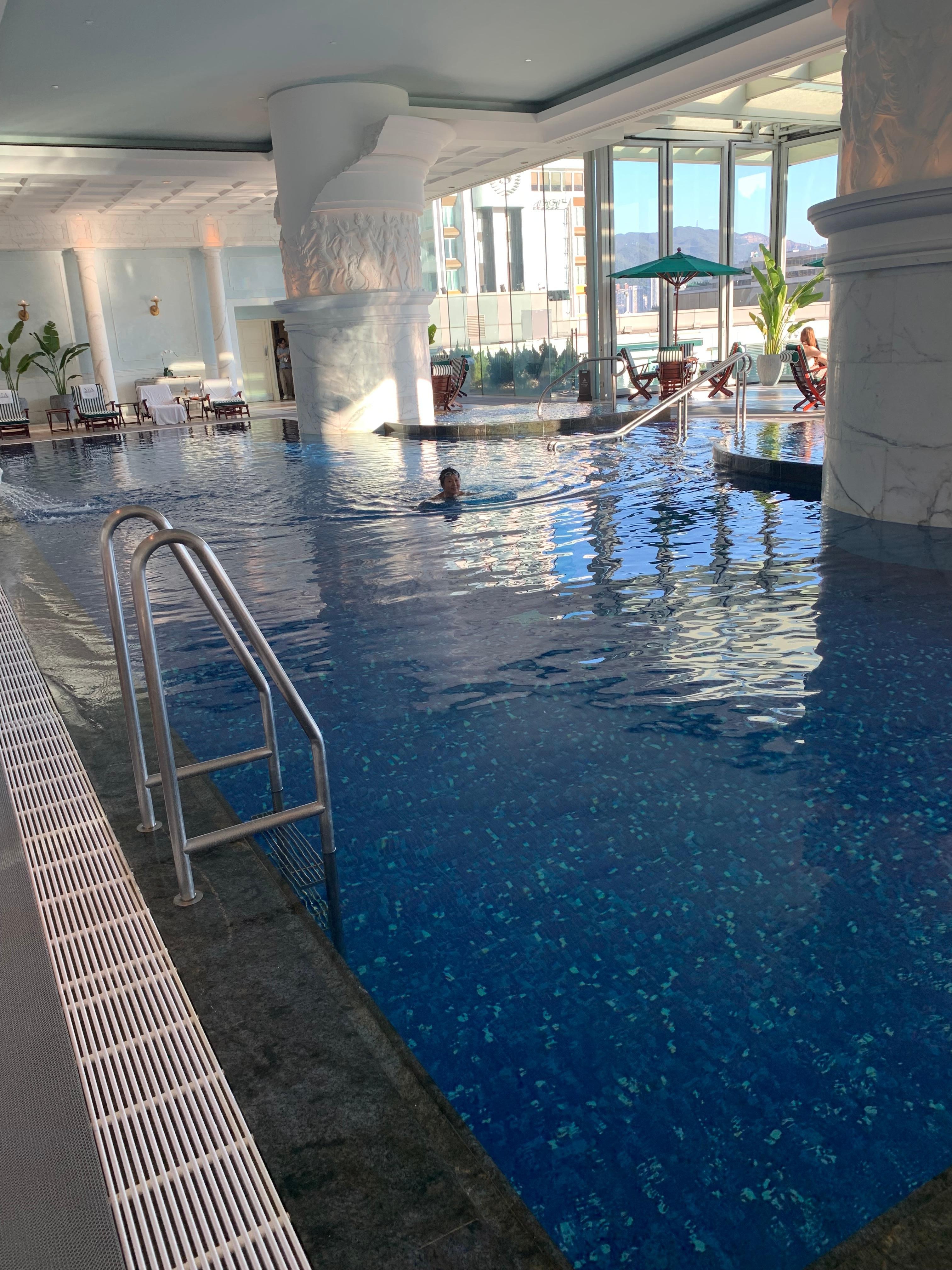 Indoor heated pool with attentive staff. Hours from 6 am to 9:30 pm