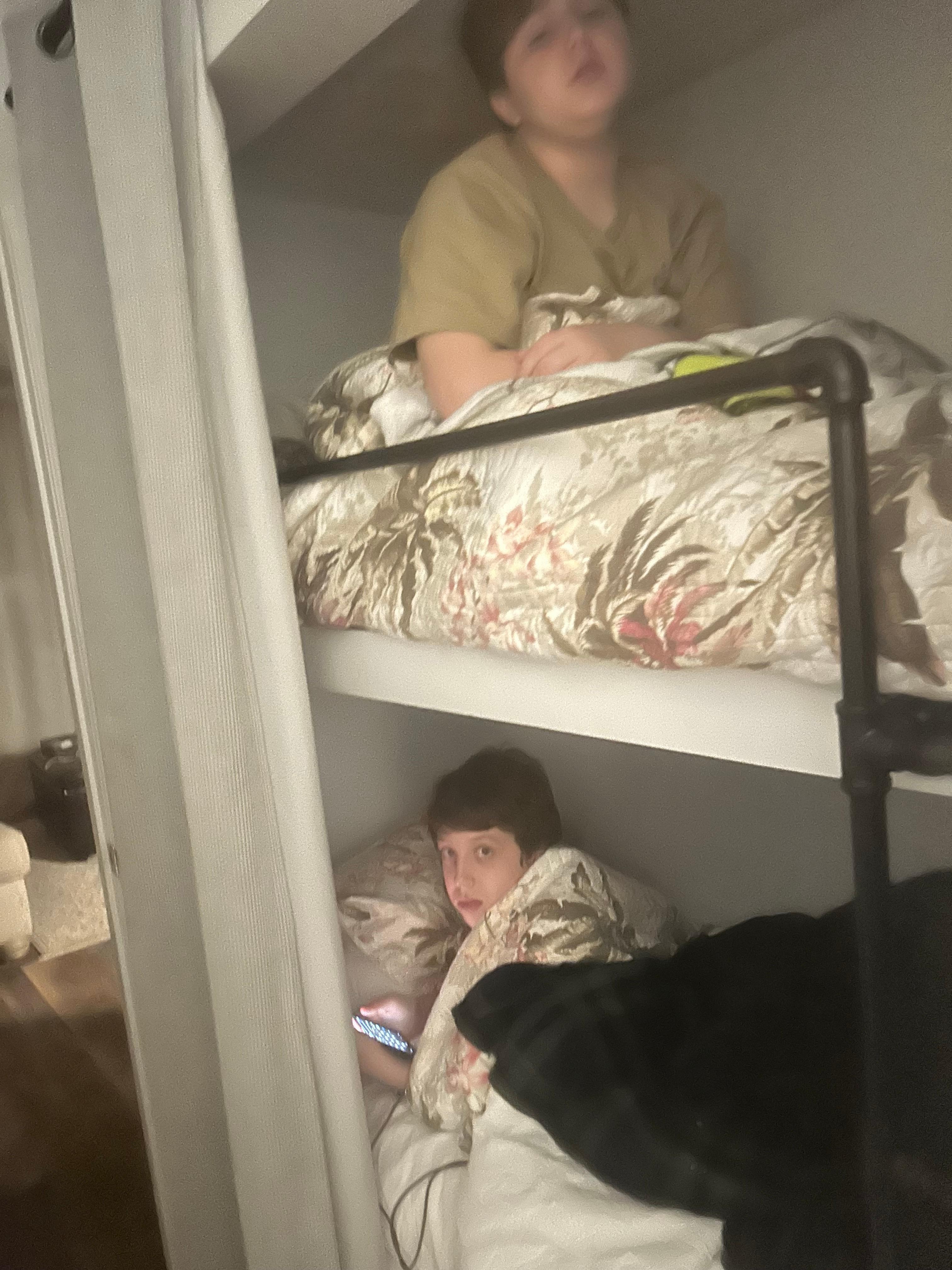 Built on bunk beds fit my 15 and 11 year old and they loved their private space!