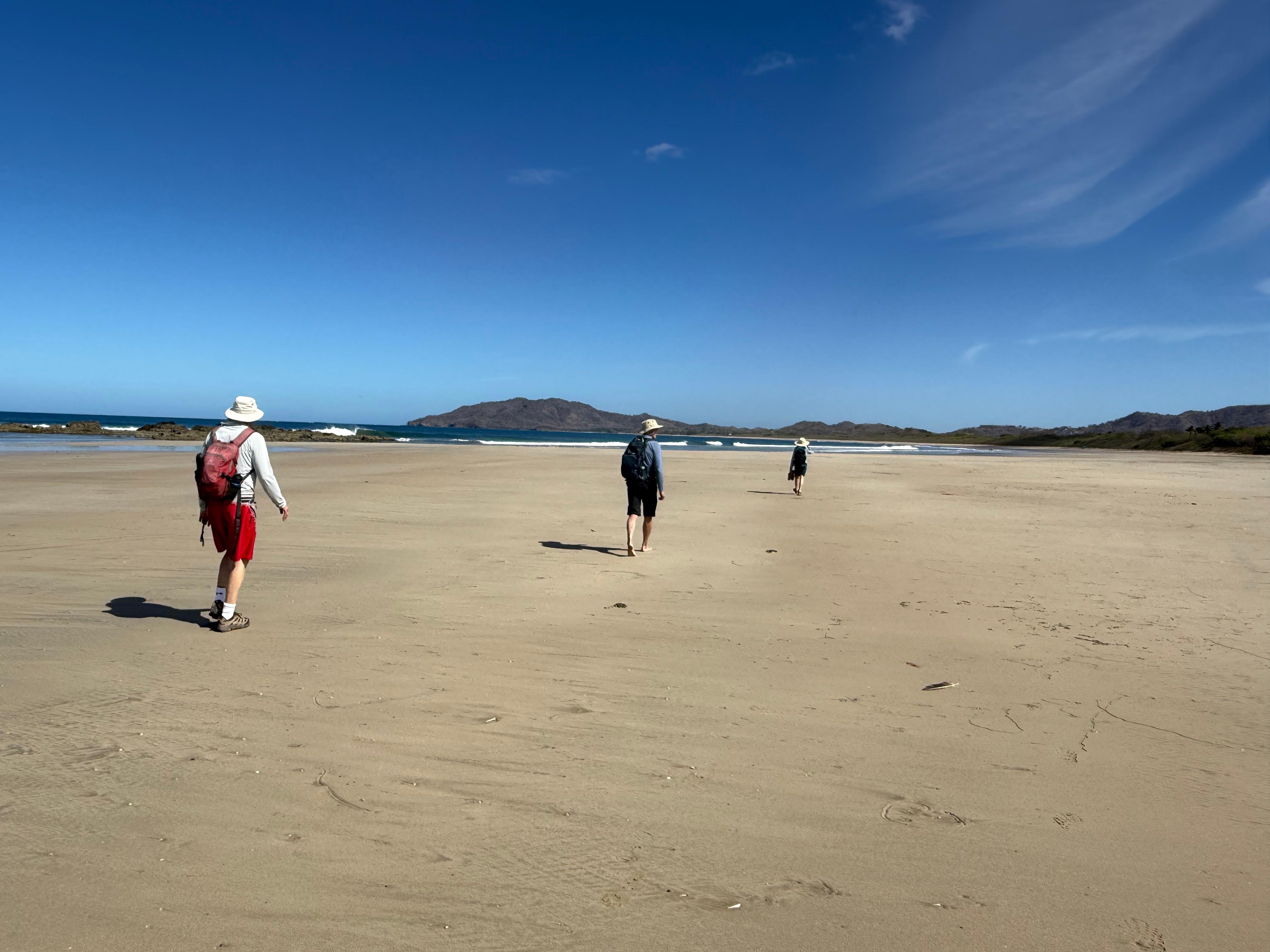 Hiking on Playa Grande Beach from villa