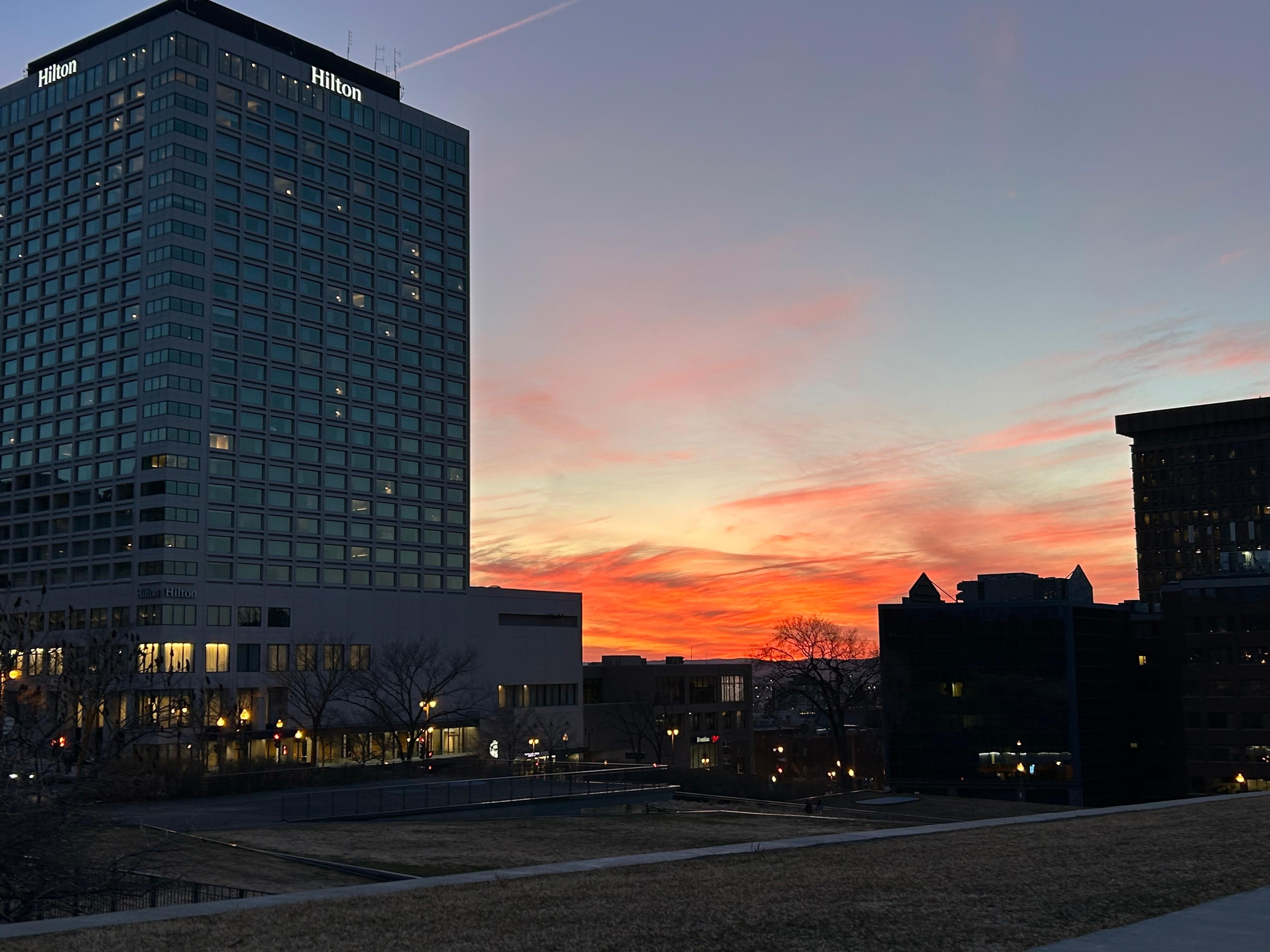 Sunset across the street from the hotel