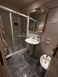 Bathroom was great, especially the water pressure. Could have used more room to spread things out.