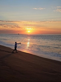 Morning sunrise while surf fishing
