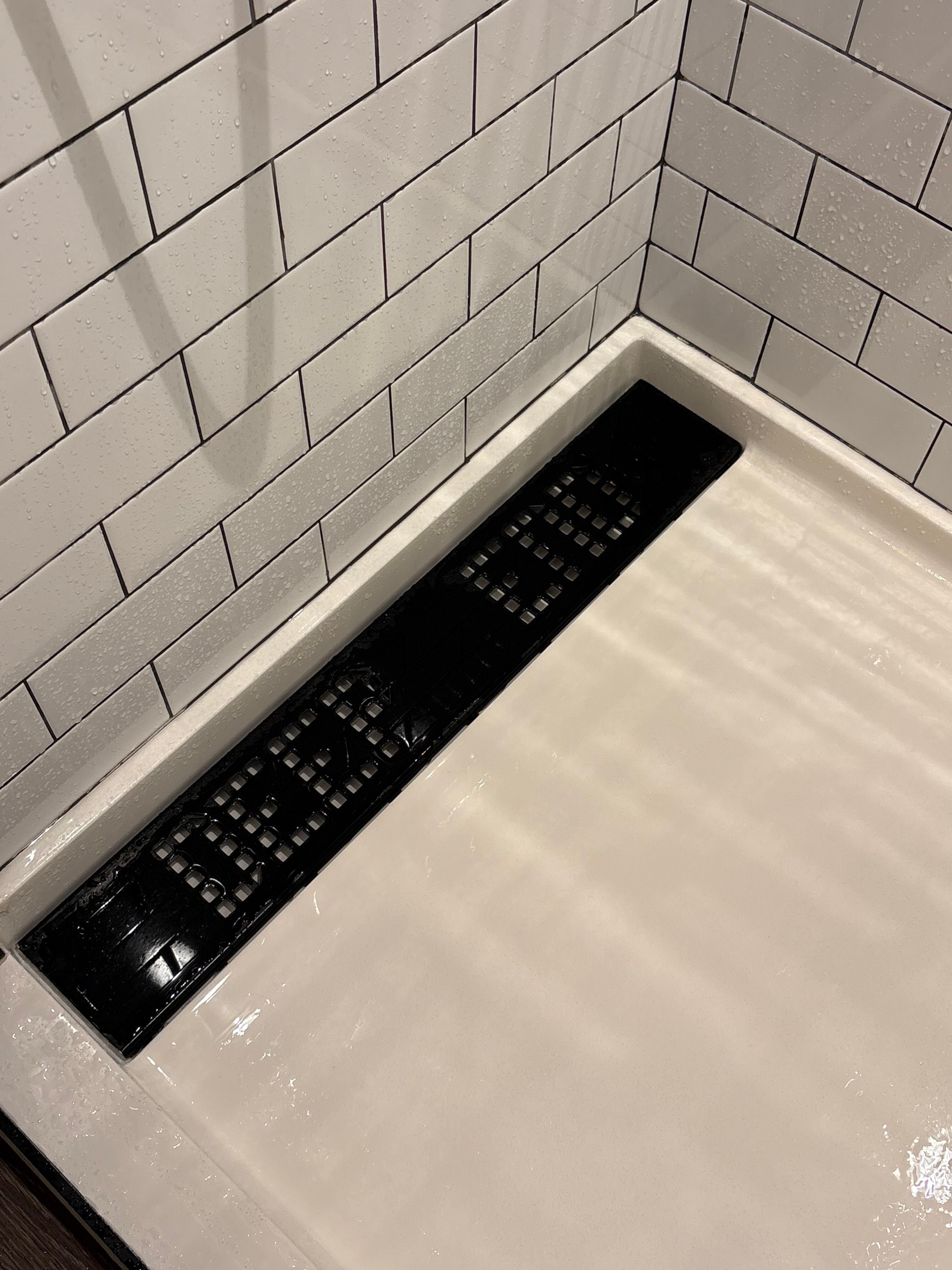The drain in the shower