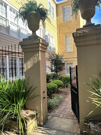 Entrance to courtyard where apartment is located