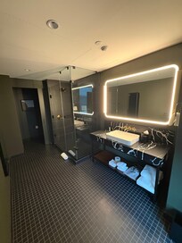 Large walk in bathroom on the deluxe room.