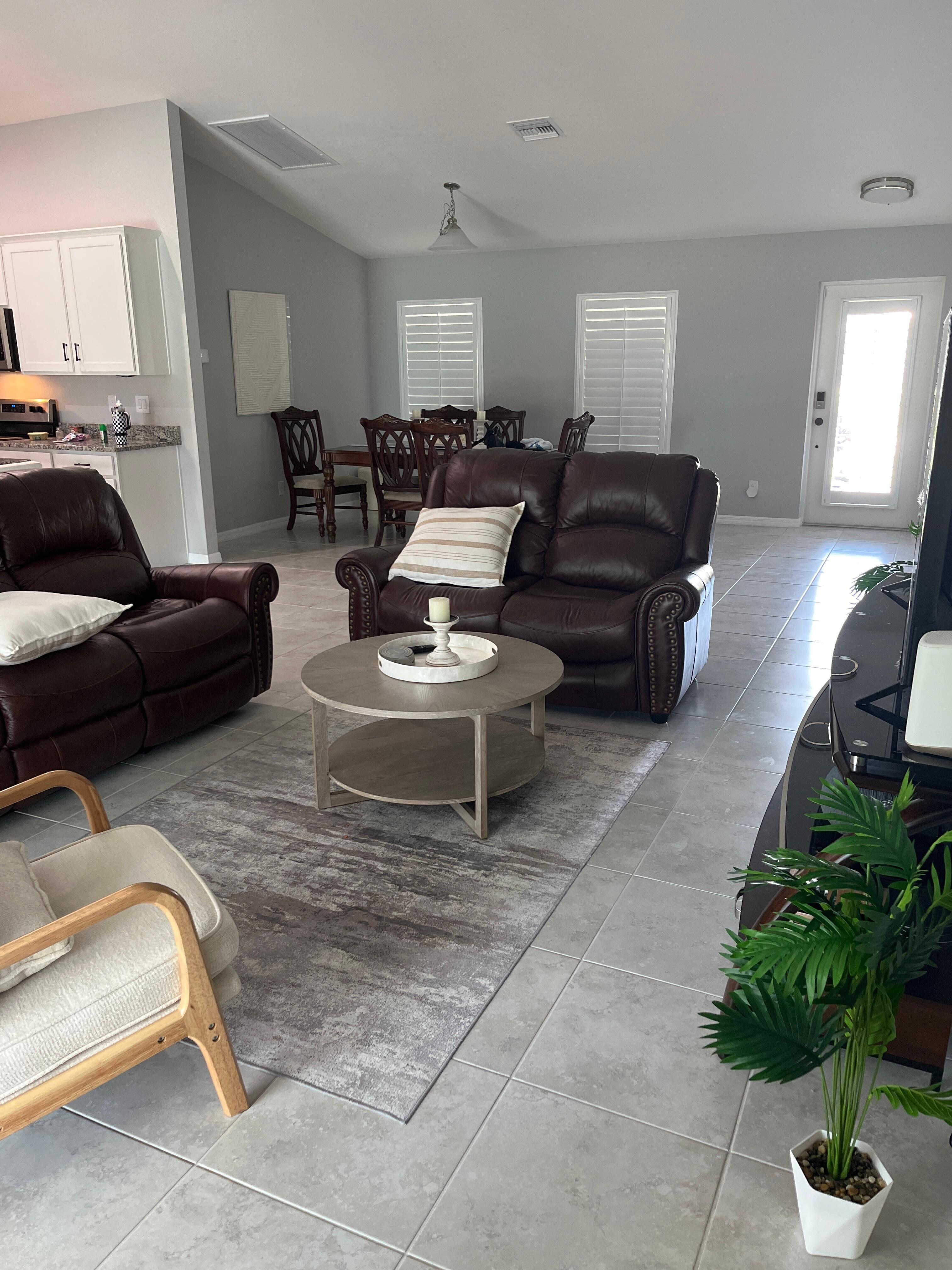 living room and dining room and a bit of the kitchen