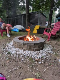Bring your firewood, the fire pit is GREAT. (We also brought our own S'mores sticks)