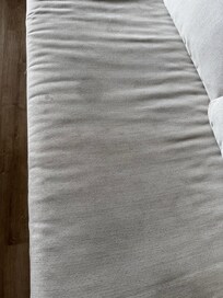 White cloth couch looked so dirty that I could not bring myself to sit on it.