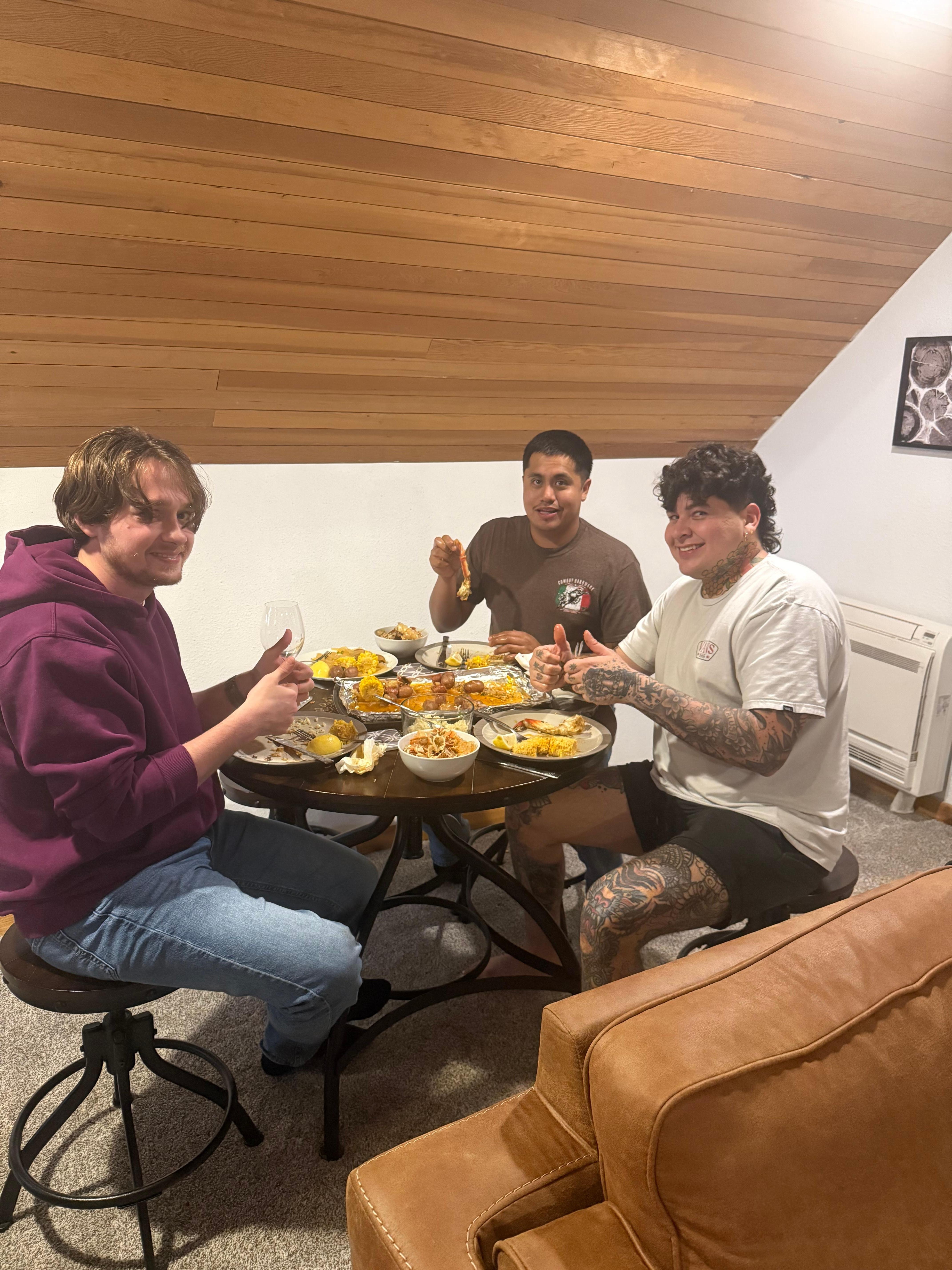 Friends enjoying dinner 