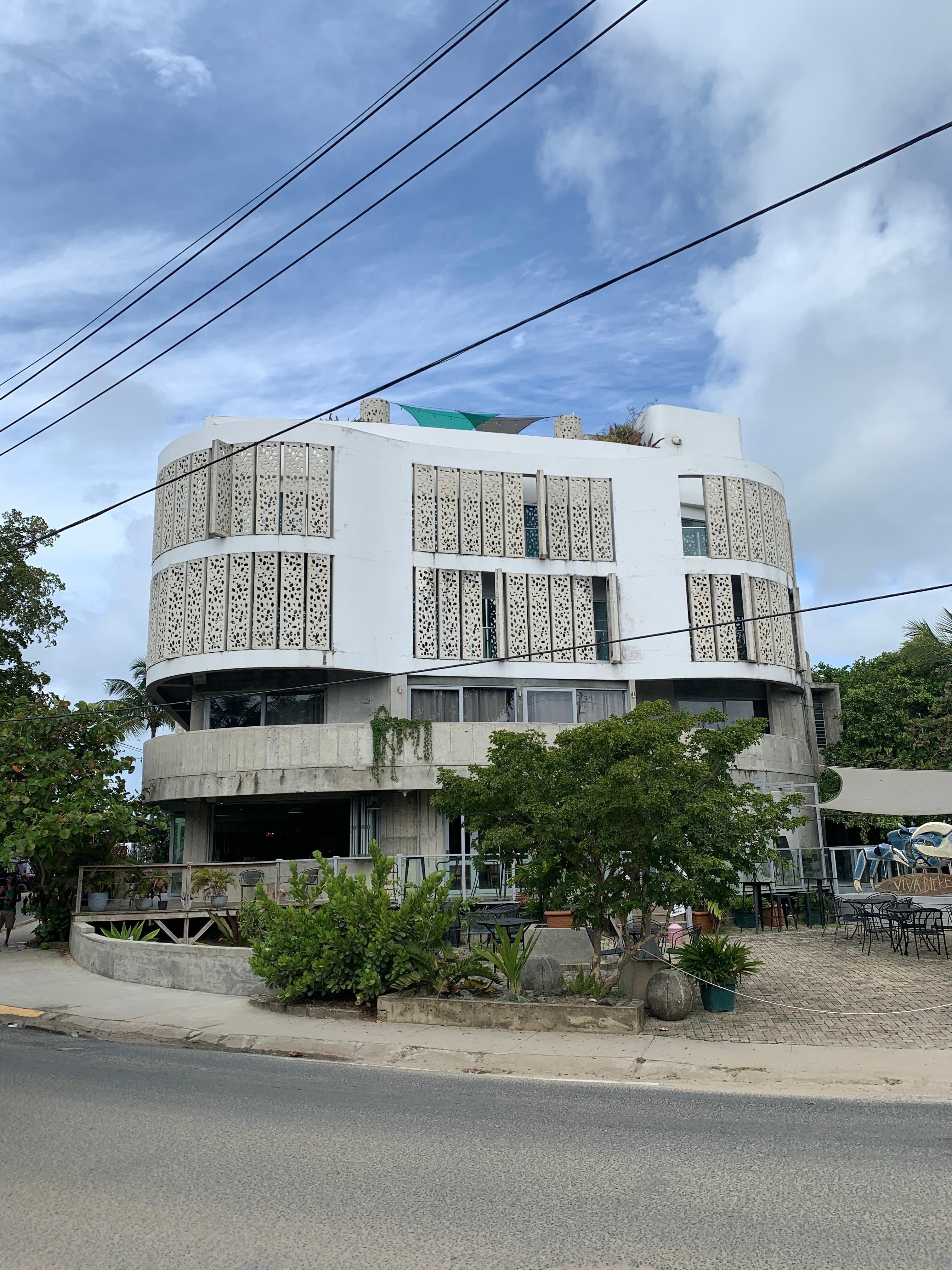 Exterior of the hotel. 