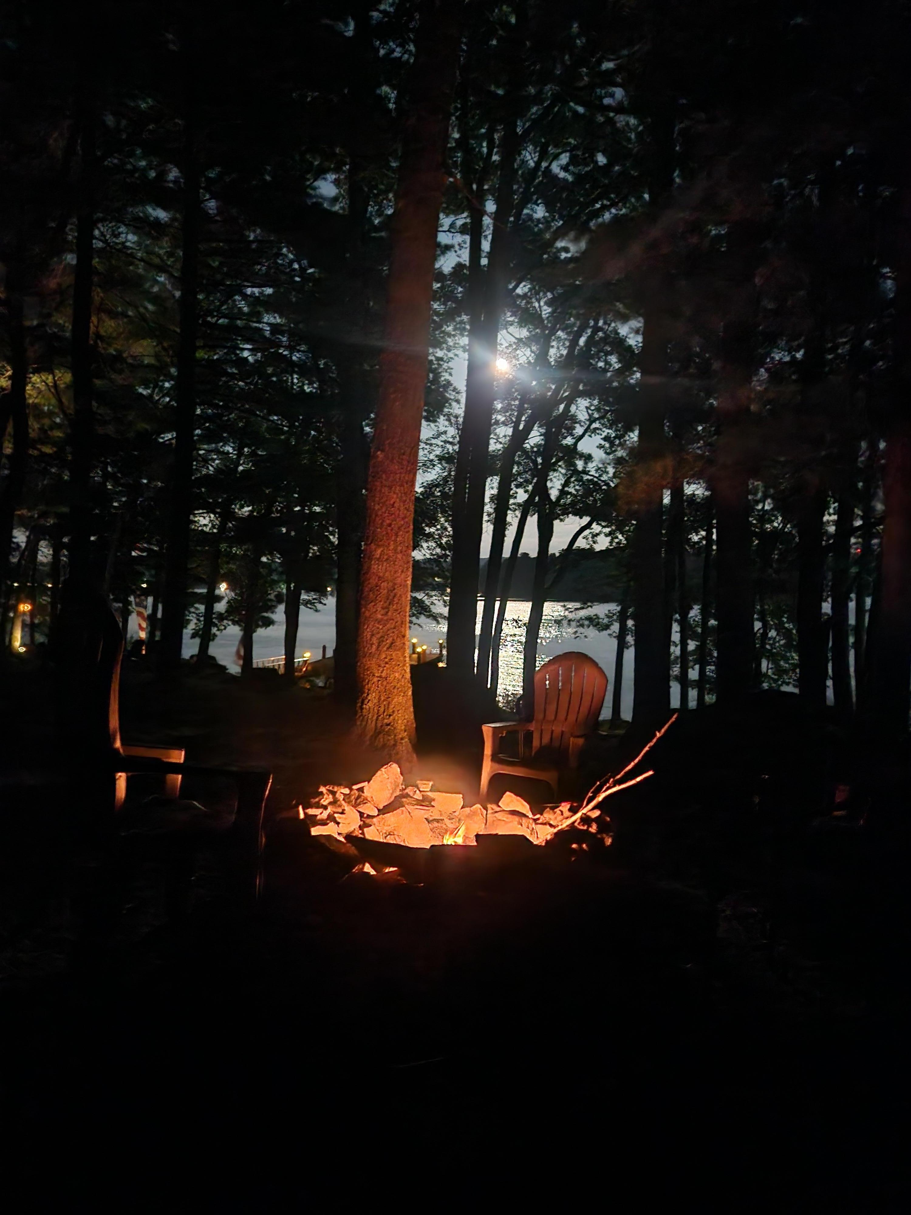 Firepit under the full moon.