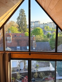 View of the chateau during the day from inside the gite.
