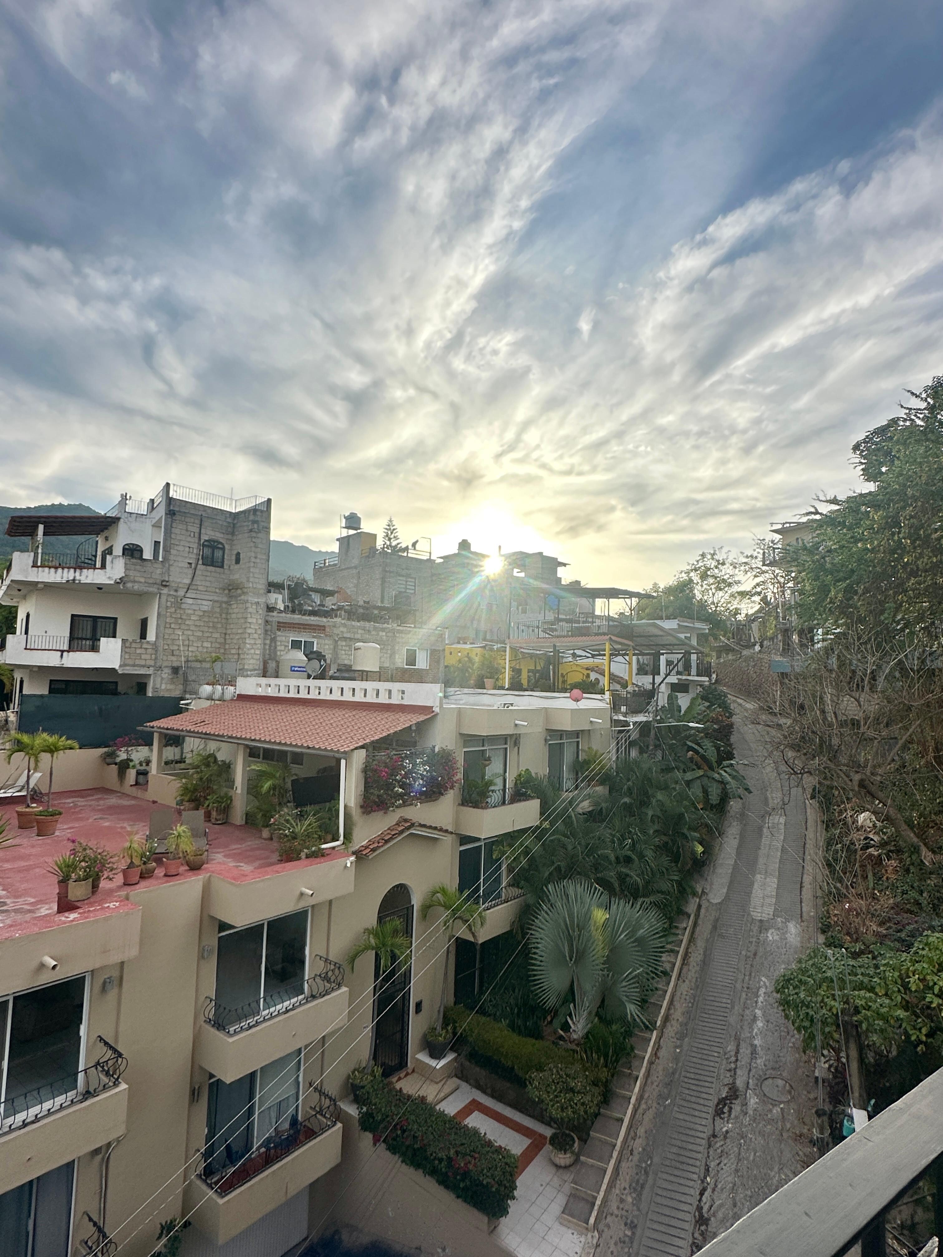 Balcony view of morning sun