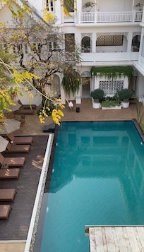 Swimming pool and courtyard view from balcony