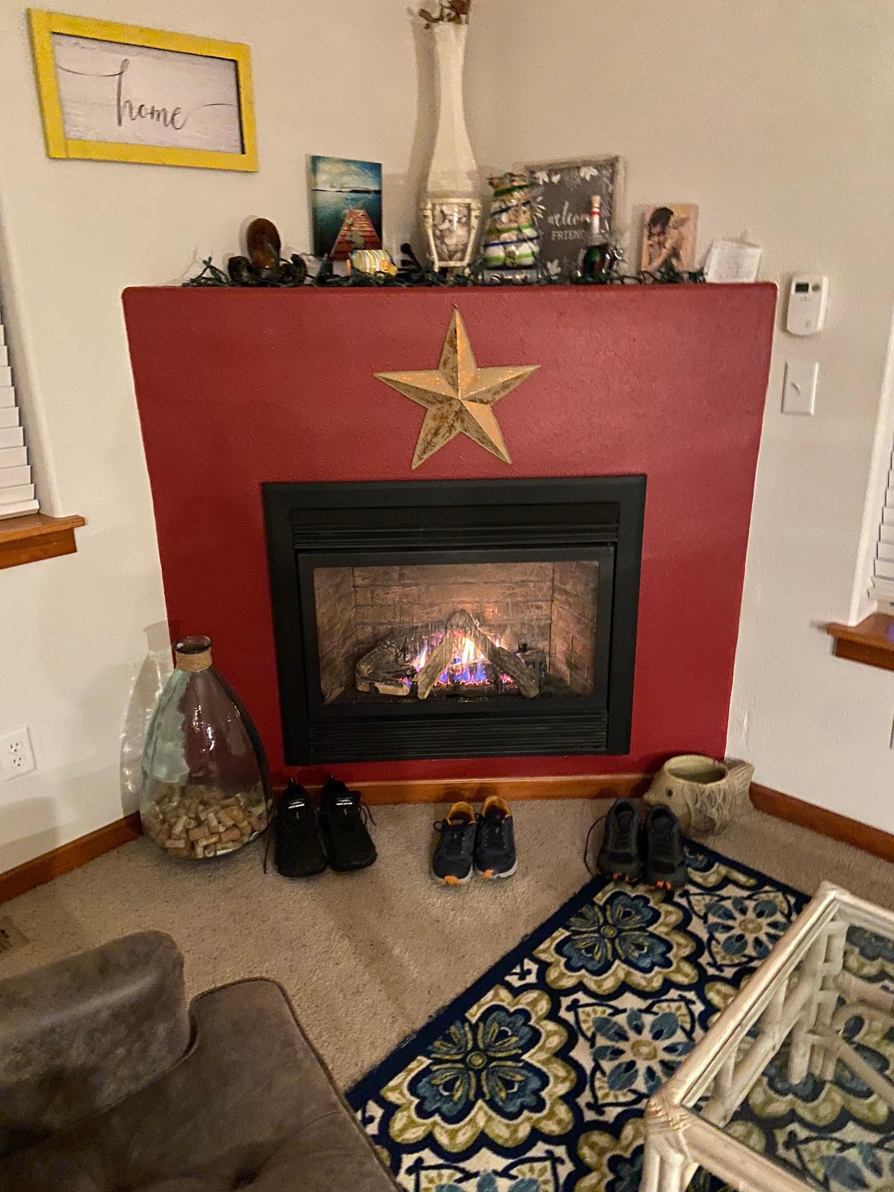 A cozy fireplace on level two - easy to use!