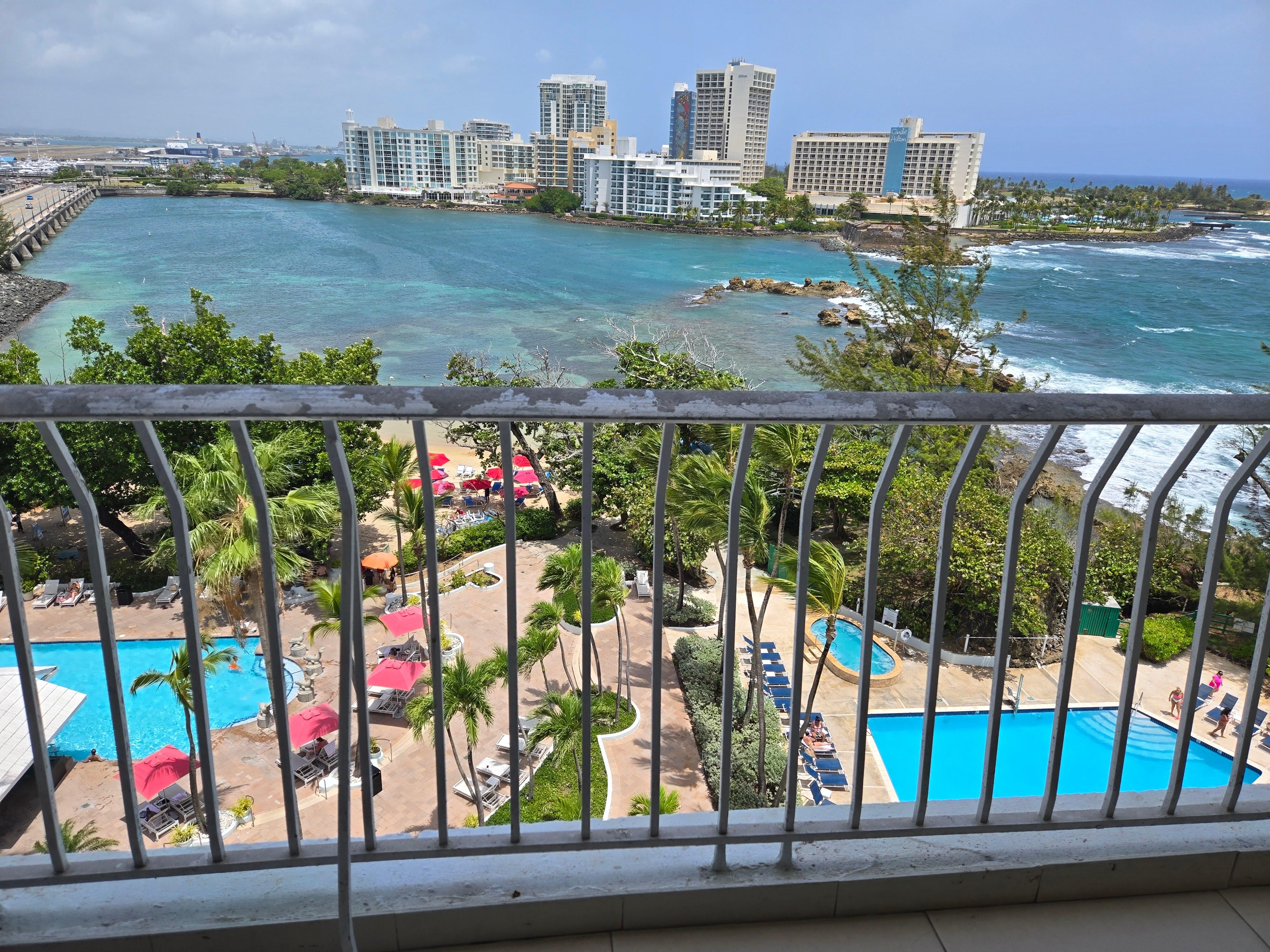 Looking at pool area from balcony 