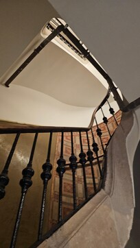Spiral stairs leading to the reception.