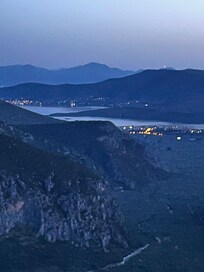 Night view to Gulf of Corinth