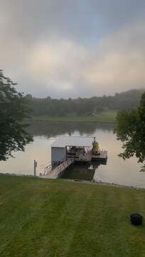 The house's dock and boat slip