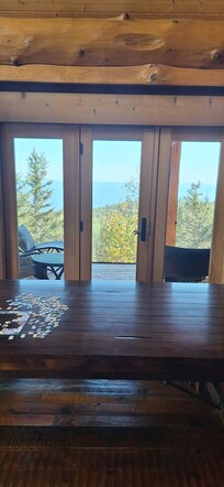 Front room windows looking out to Lake Superior