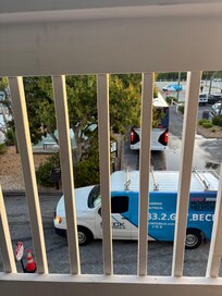 Balcony view of parking lot