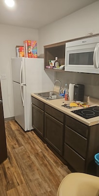 Full size fridge and mini cook top