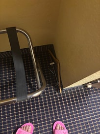 Broken hanger in closet on floor when entering room, should have been removed by cleaners