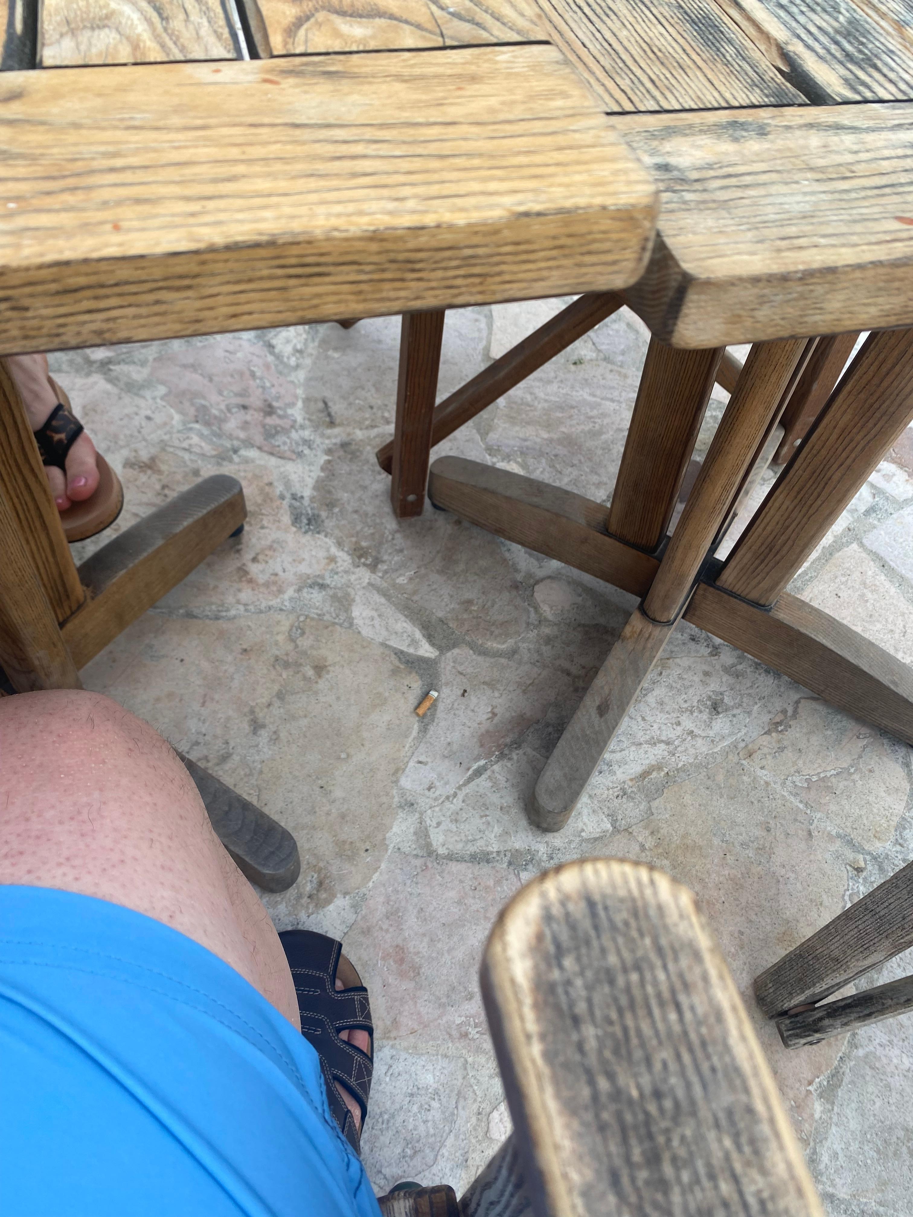 Cigarette butts everywhere throughout the property