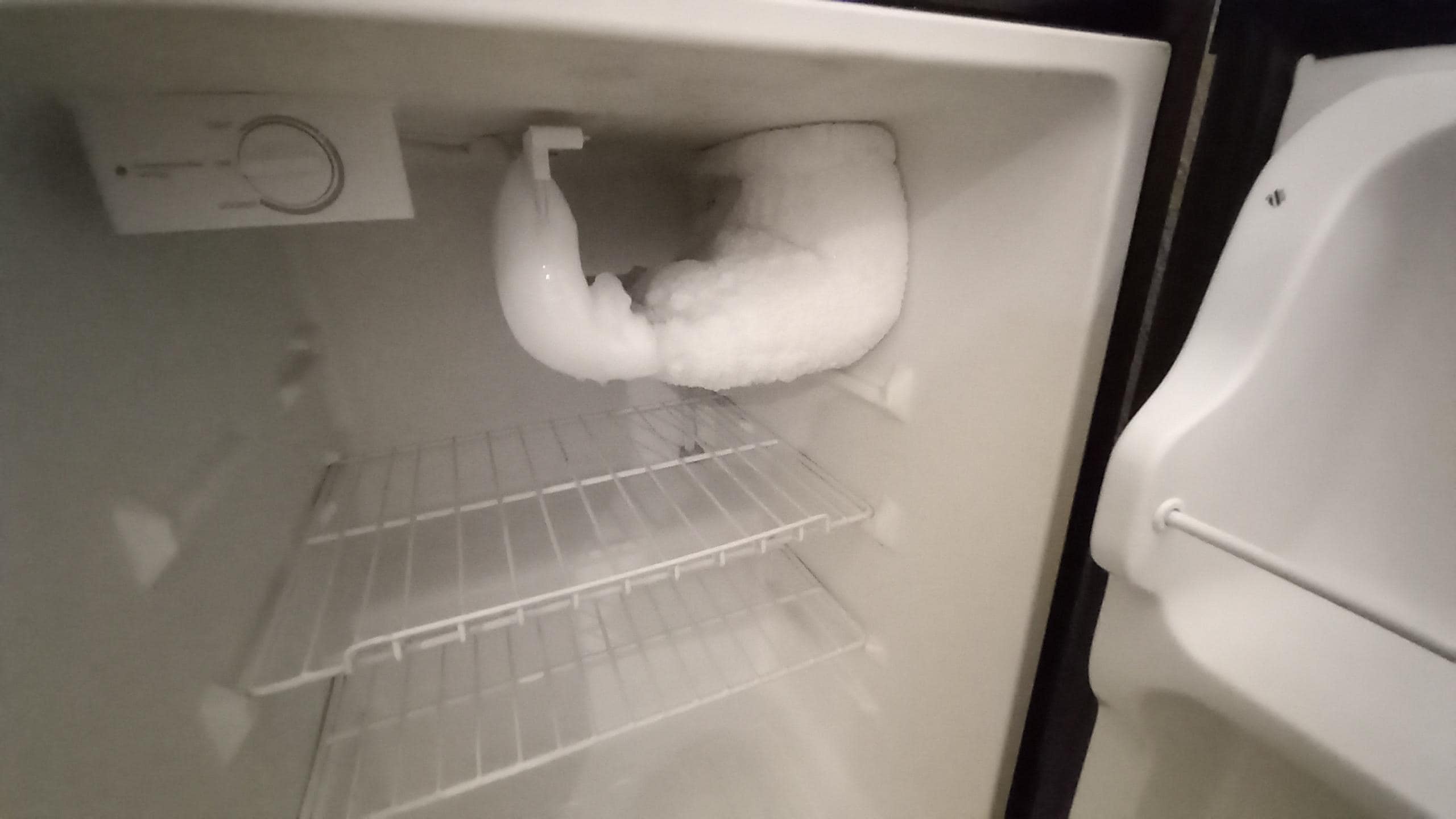 Fridge ice compartment unusable as needed de-frosting.