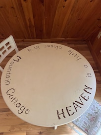 The cutest table by the balcony/porch