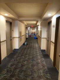 Blower units drying the hallway.