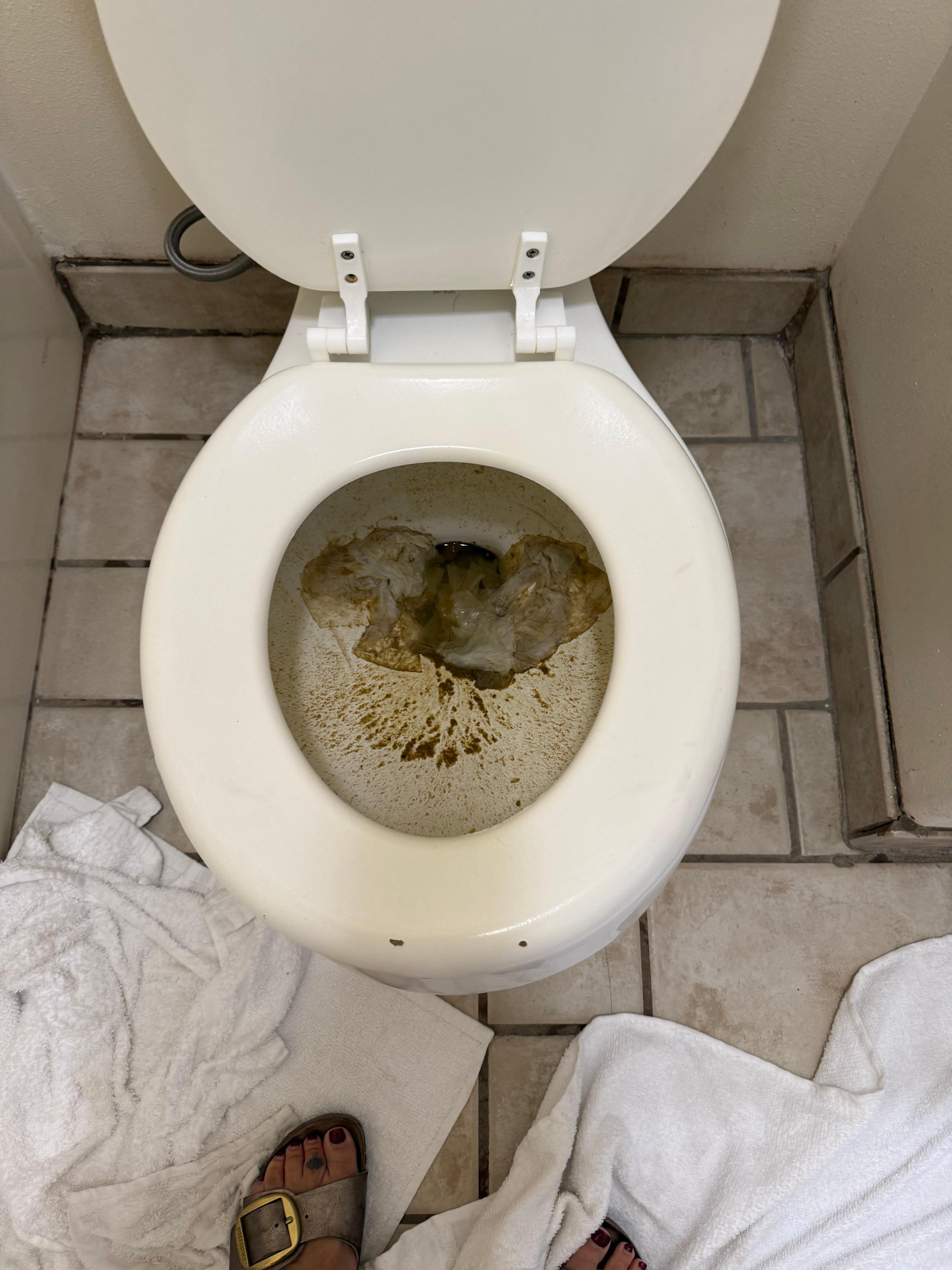 Non working toilet also makes the room stink