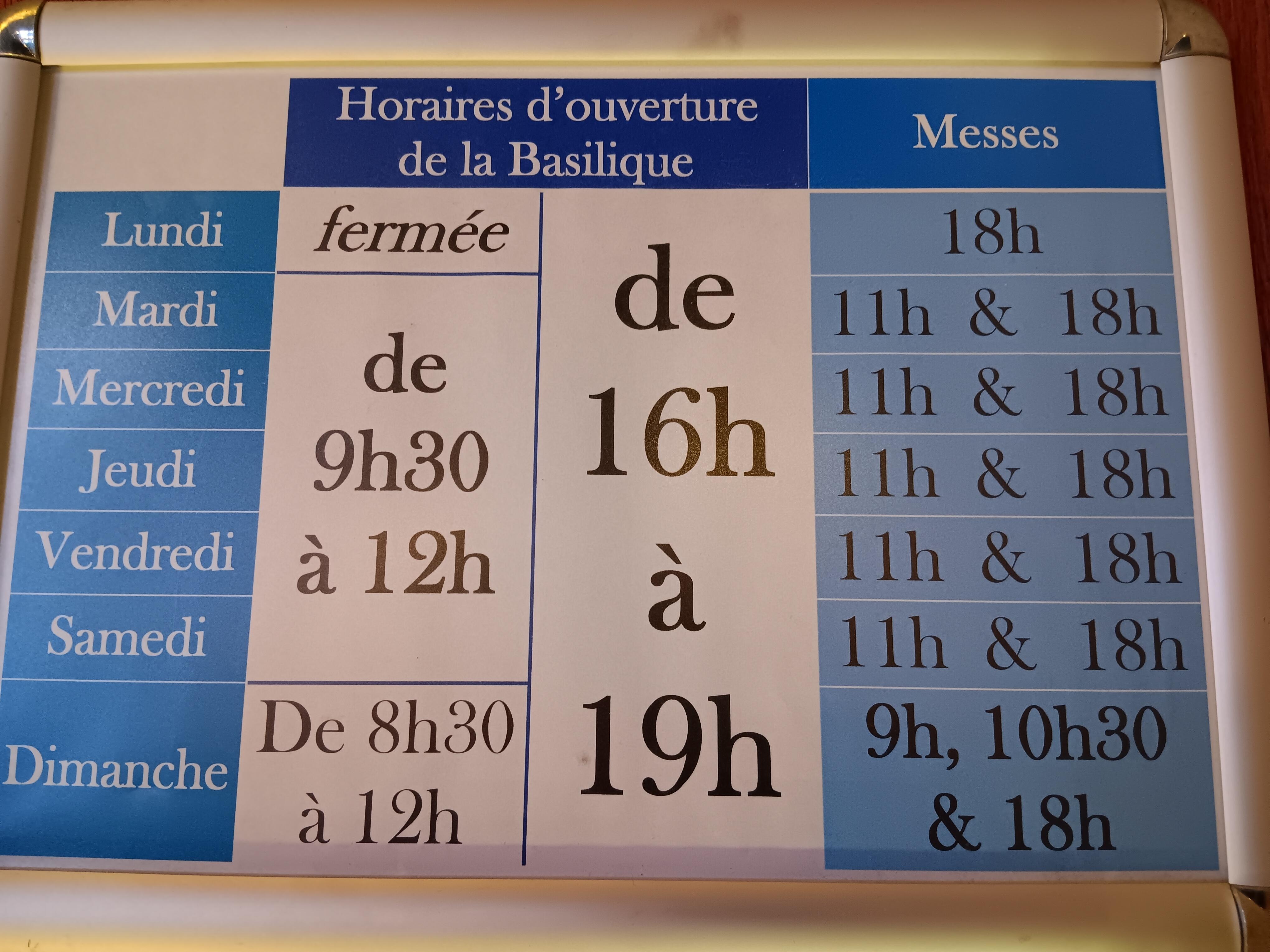 Gli orari della Basilica di Notre Dame della Assunzione