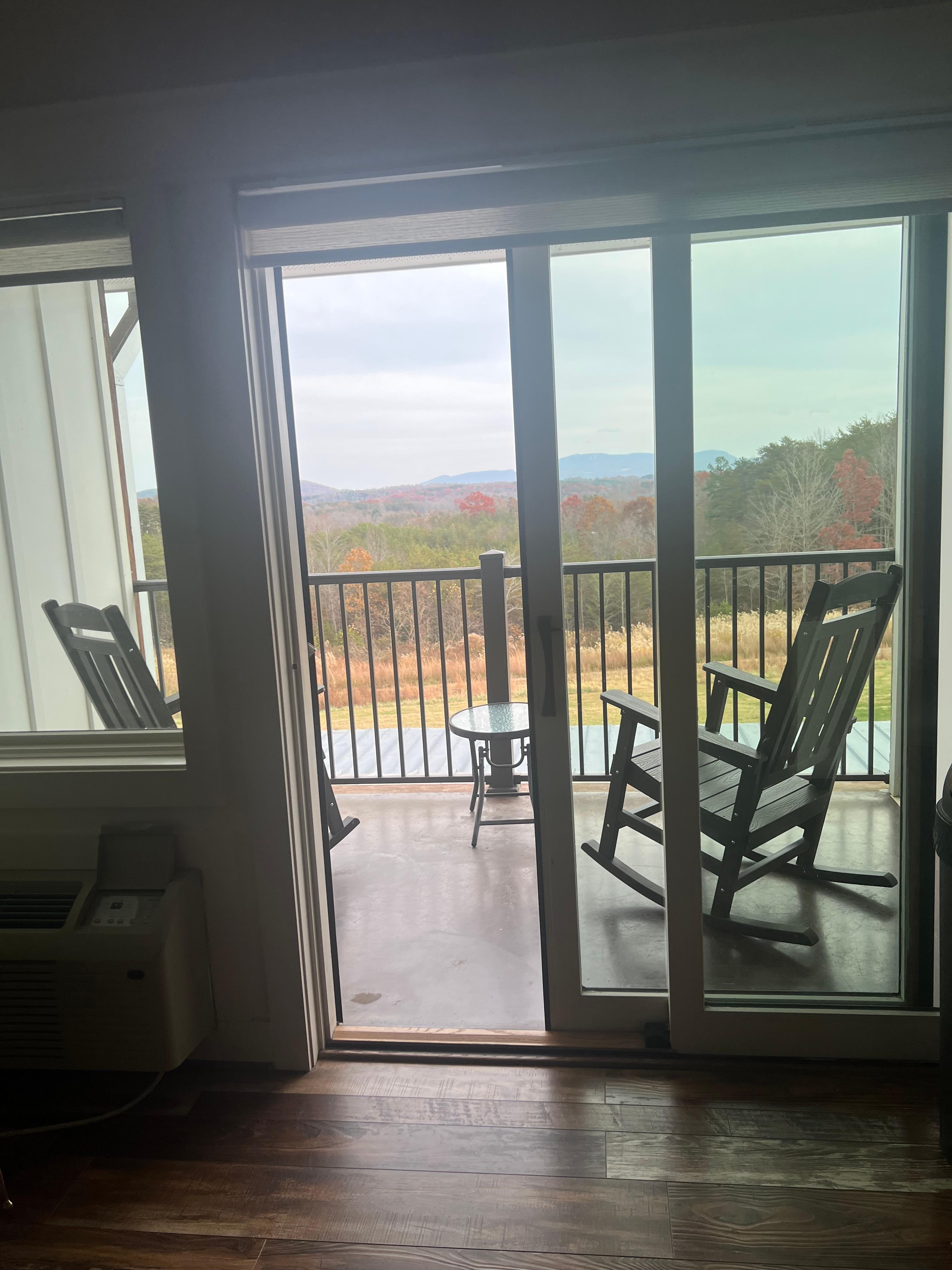 Private balcony facing the mountains.