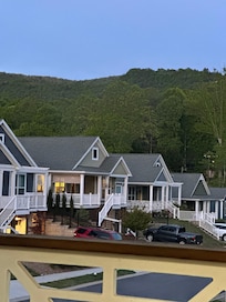 View from front porch at dusk of the mountains