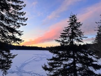 View of the lake in the winter.